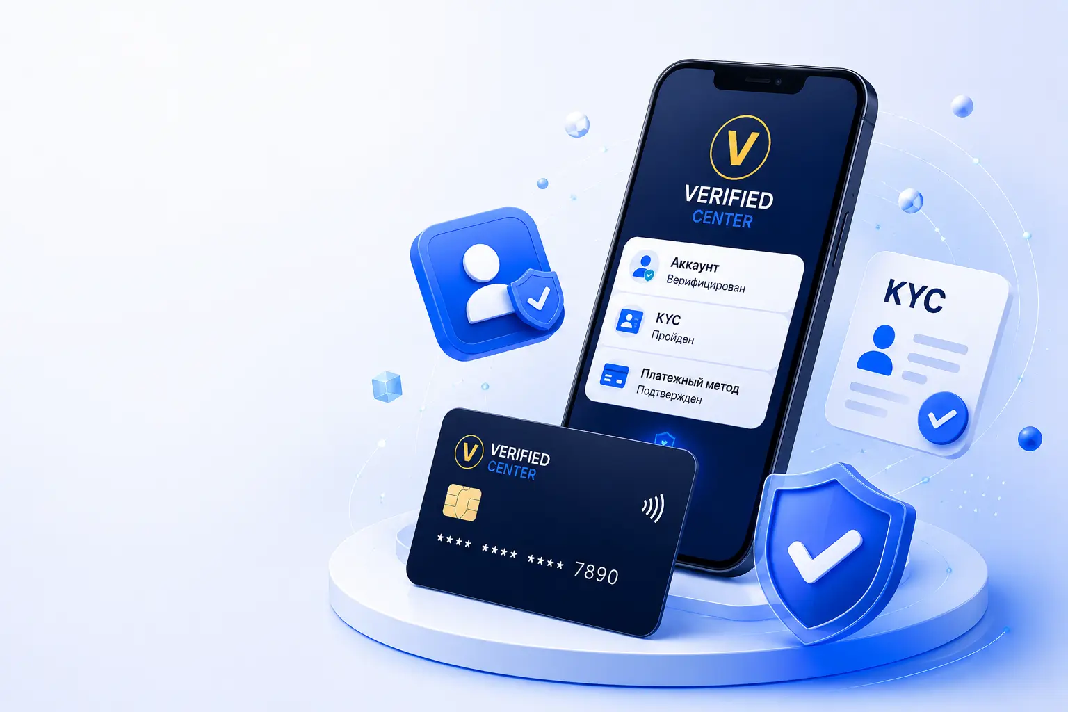 Маркетплейс верифицированных аккаунтов, виртуальных карт и услуг KYC. Решения для криптобирж, банков, платежных систем и популярных онлайн-сервисов.